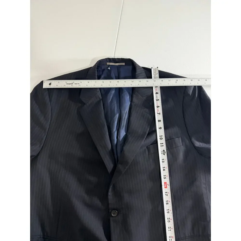 Hickey Freeman Men’s Blazer 46L Navy Pinstripe Wool Suit Jacket USA